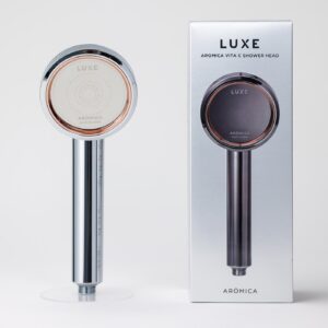 Aro-Luxe Krom front og med eske aromaterapi aromasense dusjhoder